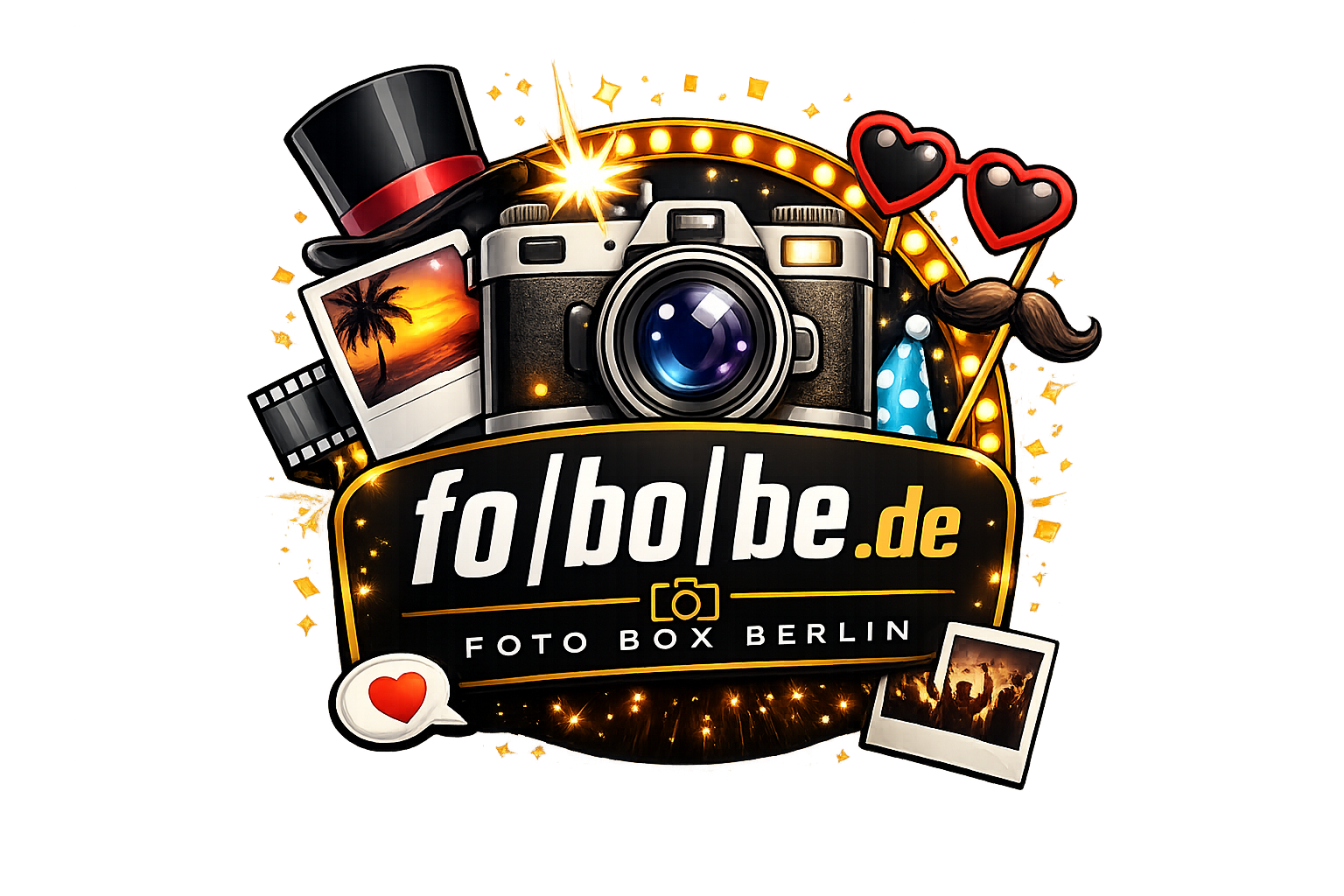 fobobe.de Fotobox – Party mit Zylinder, Herzbrille und Sofortbildern
